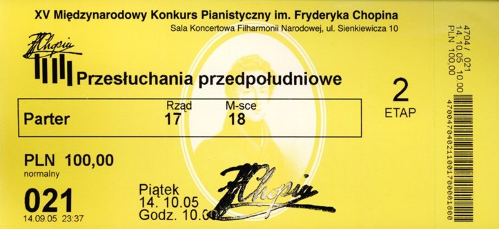 Bilet na XV Konkurs