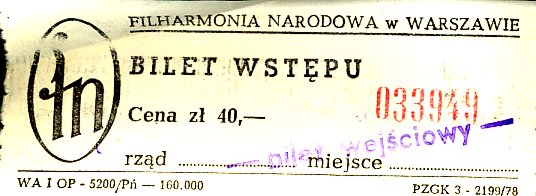 Bilet na XIV Konkurs